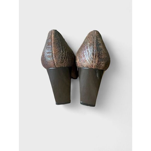 Bellini Brown Magenta Leather Chunky Slim Block Heels 9M Excellent Condition - Picture 3 of 9